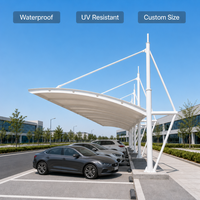 Abri de voiture à membrane tendue, colonne arrière, arche cantilever, colonne supérieure, abri de stationnement libre, imperméable, résistant aux UV, sur mesure