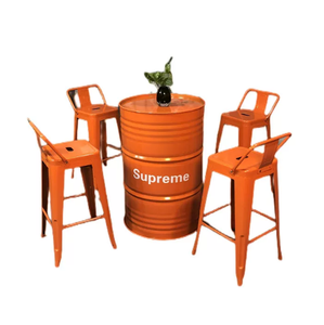 Table et chaise hautes de style industriel en fer, design baril à huile, pour stand autoportant, <span class=keywords><strong>salon</strong></span> de thé, café, espace de repos extérieur, usage commercial - Product Image 5
