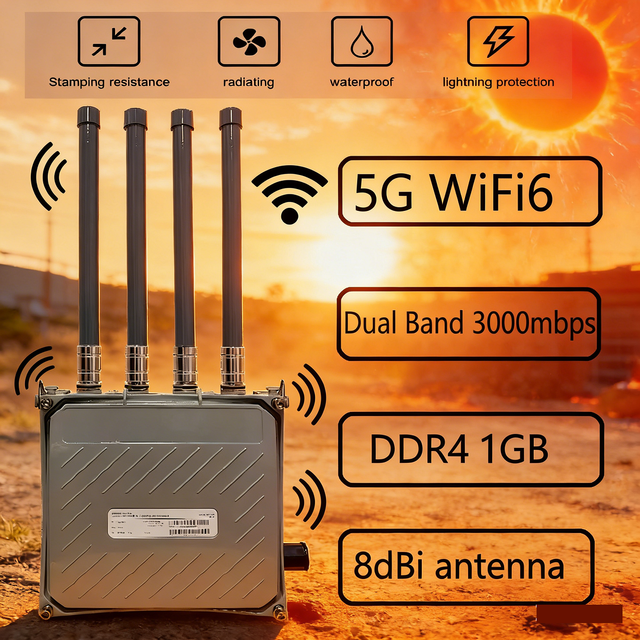Outdoor Router 5G Cpe Con High Speed 3000ax Wireless Modem Fdd Tdd 4G LTE Wifi6 Industrial with SIM Card Slot Support WPA2 WPA3