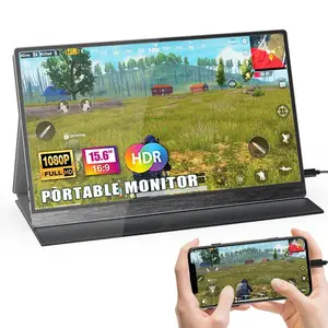 2023全高清1080P显示器支架usb c型手机笔记本电脑游戏16英寸触摸屏便携式内置电池显示器
