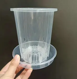 Air Column New Round Square Clear Plastic Planter Orchid Pot Container Perforated Transparent Flower Pot Goblet Plastic Baskets