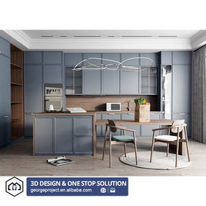 Armadio <span class=keywords><strong>Dispensa</strong></span> da Cucina in Stile Australiano Blu Navy con Design Moderno Shaker <span class=keywords><strong>per</strong></span> Villa - Product Image 1