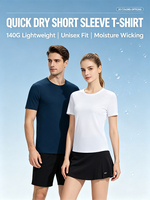T-shirt à col rond 100 % polyester 140 GSM, séchage rapide, maille respirante, unisexe, coupe ample, tee-shirt de sport vierge, tailles XS-6XL, 20 couleurs