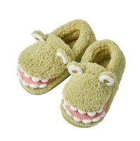 Chaussons en coton - Adorables pantoufles en peluche 3D style dessin animé avec couple de dinosaures amusants et effet chauffant