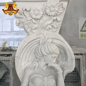 Yz tác phẩm điêu khắc hiện đại rắn Roman cột vườn đá cẩm thạch trắng cột Hy Lạp maidens Roman trụ cột cho 3D mô hình Thiết kế ngoài trời - Product Image 4