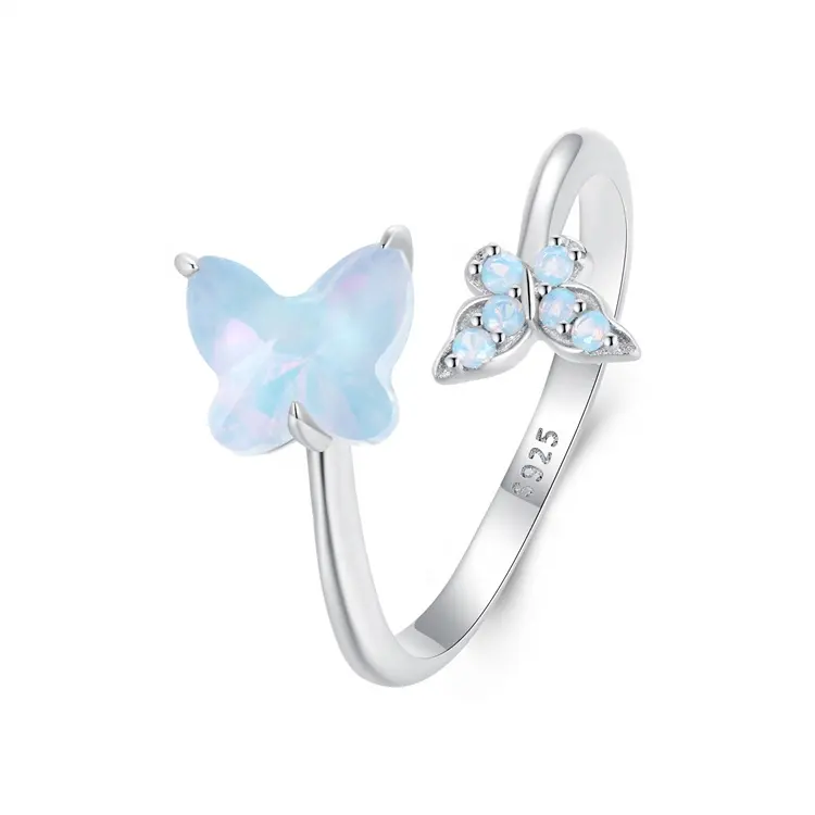 Youchuang модный дизайн ювелирные изделия из натурального камня синее кольцо костяшки Изящные уникальные женские опаловые 925 стерлингового серебра кольца бабочки