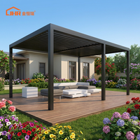 Petite pergola de jardin avec auvent rétractable, pergola en métal de 13 pieds, gazebo en aluminium, pavillon extérieur 3x3m