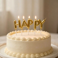 Bougies d'anniversaire dorées en forme de lettres HAPPY, bougies alphabétiques métalliques pour gâteau, bougies dorées pour la décoration de gâteaux d'anniversaire