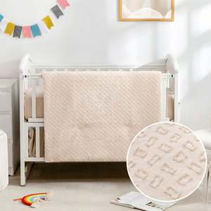 3 Piece Jacquard Tufted Geometric Crib Bedding Set Includes Skirt <b>Blanket</b> and Sheet - Product Image 1