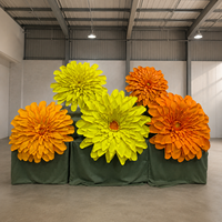 Oranjegele Dahlia Bloemhoofd Display Reuze Papieren Kunstbloem Bruiloft Evenement Decoratie Commerciële Bloemendisplay