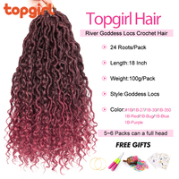Faux Locs Déesse Ombre Naturelle avec Boucles Vague d'Eau en Détresse Faux Locs Diy River Locks 24 pouces Crochet Tresses Extensions de Cheveux