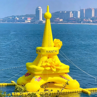 Ballon gonflable géant en forme de Tour Eiffel jaune, modèle de bâtiment pour installation publicitaire et décoration