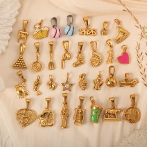 Breloques de plage imperméables |   Breloques en acier inoxydable plaqué or PVD 18 carats, motifs coquillages, étoiles de mer, tortues, homards, poissons et <span class=keywords><strong>soleil</strong></span>, pour la création de bijoux DIY - Product Image 3