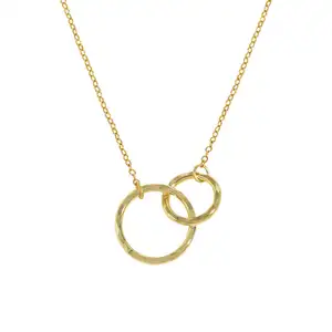 Irregular Double Circle Interlocking Fashion Infinity Jewelry Moon 18K gold O-ring Pendant Stainless Steel Chain Necklace