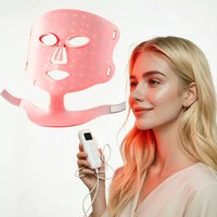 Masque de luminothérapie LED 3D en silicone, 4 longueurs d'onde, masque de luminothérapie rouge, appareil pour la beauté et les soins de la peau avec 5 modes