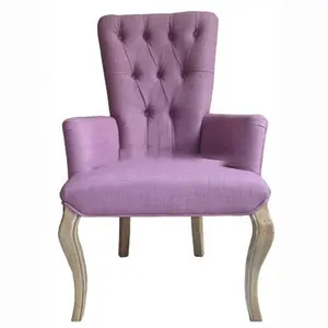 Kursi jamuan beludru Modern, kursi makan elegan kancing belakang ungu desain rumbai
