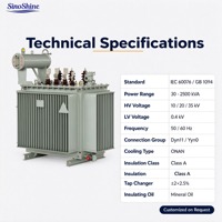 Transformateur de puissance immergé dans l'huile 1600 kVA 33 kV – Équipement électrique pour projets éoliens