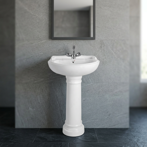 White Square Ceramic Art Pedestal Wash Basin Single Hole Fashionable Bathroom Sink Sanitary Ware Collection - Product Image 2