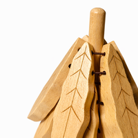 Ensemble de dessous-de-plat en bois personnalisés en forme de feuille, pliables, support de pot chaud en forme d'arbre, dessous-de-plat en bois avec support pour table de cuisine