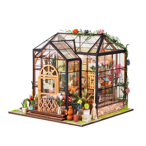 Casa de madera para armar uno mismo con cubierta antipolvo, modelo estático, hecha a mano para jóvenes, empaquetada en una caja de color. - Product Image 4