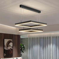 Plafonnier réglable en hauteur carré en aluminium Style nordique moderne maison Led Simple salon suspension