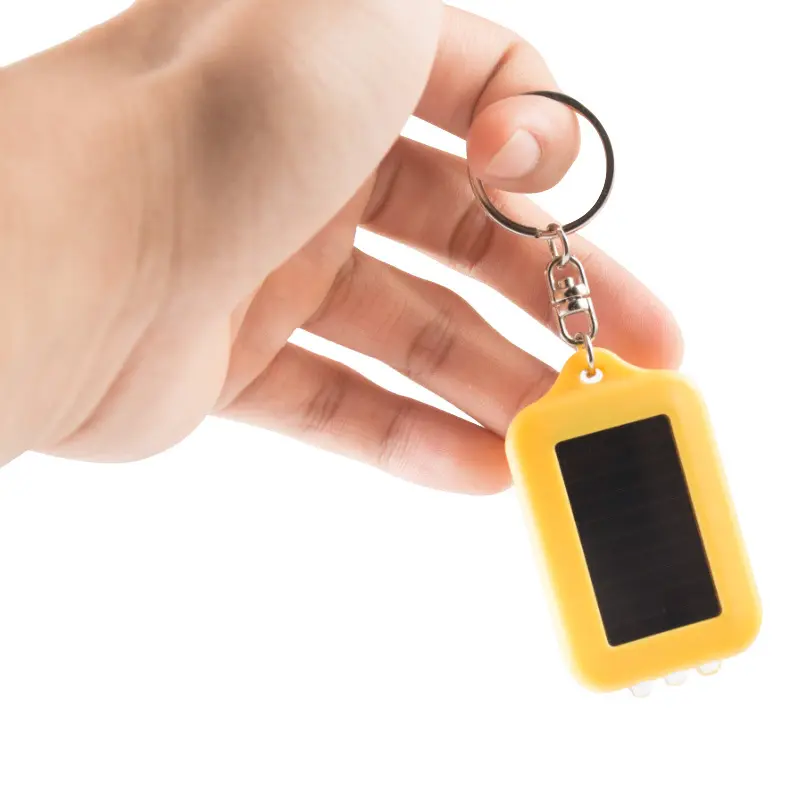 कस्टम लोगो प्रिंट पर्यावरण के अनुकूल 3 लैंप सौर एलईडी प्रकाश चाबी का गुच्छा या प्रचारक उपहार के लिए कुंजी अंगूठी
