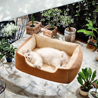 Lit pour chat de luxe, lit pour chien en forme de grotte, forme rectangulaire, moderne, antidérapant, amovible, lavable, toutes saisons, tapis pour cage à animaux de compagnie