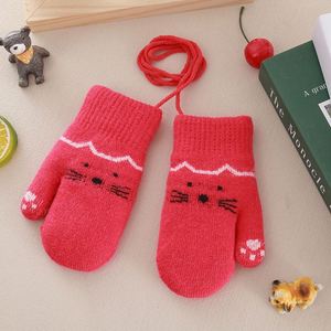 Guantes para Niños de 0 a 3 Años, Forrados de Doble Capa de Felpa, Gruesos, con Diseño de Gato, Tejidos en Lana, a Prueba de Frío - Product Image 2