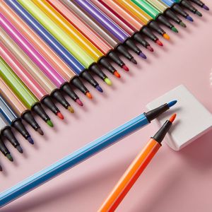 Juego de bolígrafos de acuarela de 18 colores al por mayor rotuladores de plástico lavables para niños rotuladores para arte y dibujo