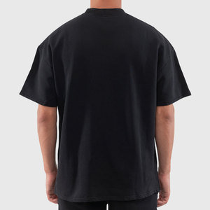 T-shirt Homme Oversize en Coton Uni à Col Rond et Épaules Tombantes, Style Streetwear, Coupe Boxy, Grammage Lourd - Product Image 2