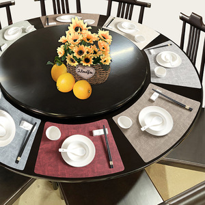 Waaiervormige PU-lederen placemat Dubbelzijdige stoftextuur Hittebestendige tafelmat Eettafeldecoratie in Scandinavische stijl - Product Image 2