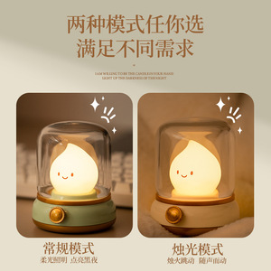 Retro Oil Lamp Style <b>Night</b> <b>Light</b> Warm White LED Tap Control USB Powered Bedside Lamp For Bedroom Sleep Baby Feeding - Product Image 5