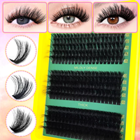 Extensions de cils 3D en faux vison, en bouquets segmentés, texture hybride, imperméables, sans cruauté, MOXIAOJIE 60D-100D, effet brillant