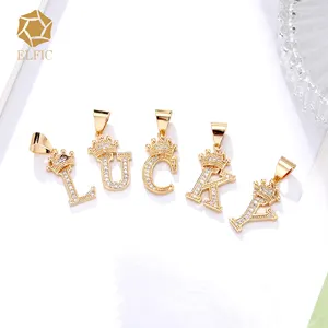 Elfic-colgante de collar de oro Chapado en cobre con 26 letras, conjunto de iniciales