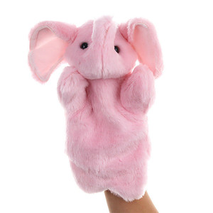 Marioneta <span class=keywords><strong>de</strong></span> elefante <span class=keywords><strong>de</strong></span> peluche rosa con colmillos marrón oscuro, pelo corto gris claro y terciopelo gris oscuro - Product Image 5