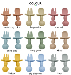 Usine en gros sûr Non-toxique Silicone bébé alimentation cuillère fourchette ensemble ours conception sporks pour <span class=keywords><strong>les</strong></span> repas des enfants - Product Image 6
