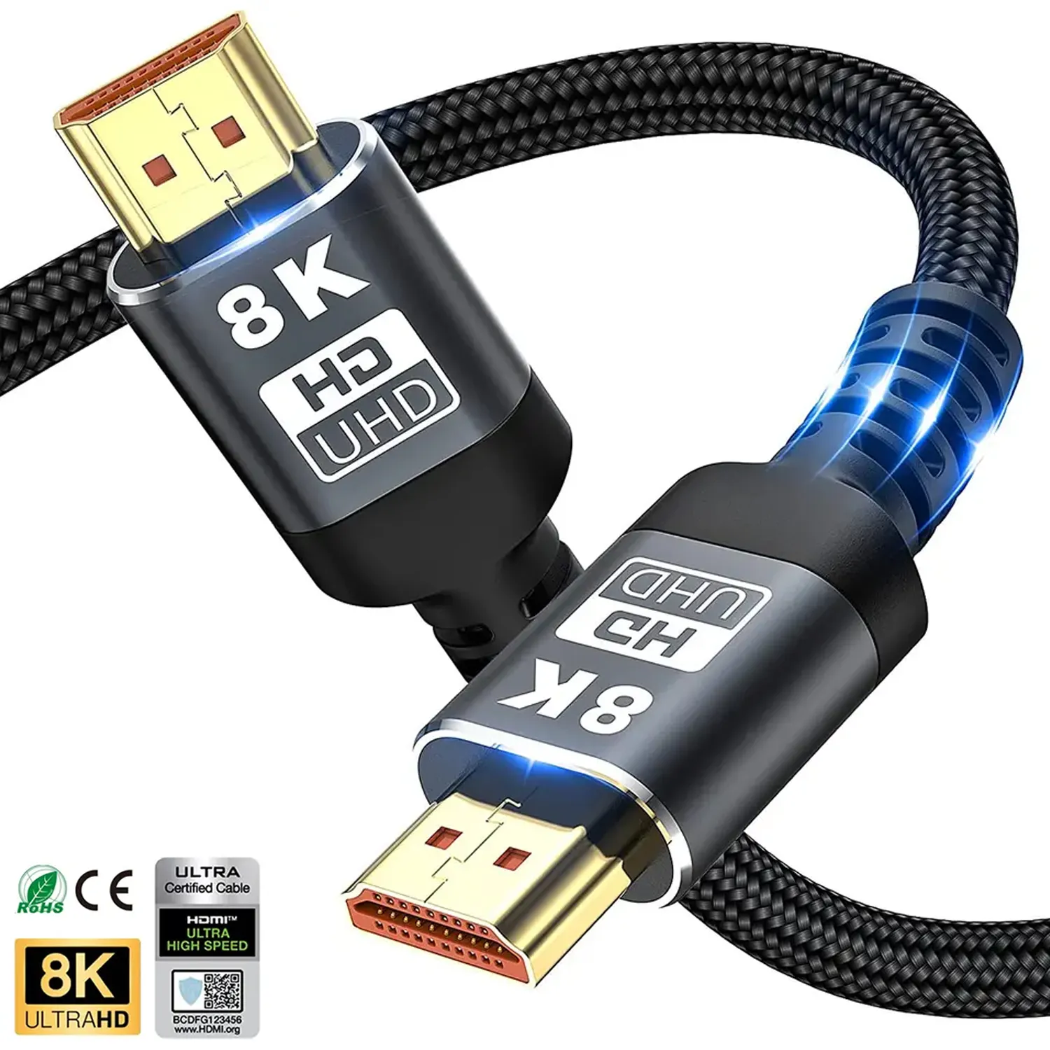 Premium Gold Plated Audio Video Metal Kabel Movil A Tv Wire Cords Cabo HD Cavo Support 2.1 OEM 4K 120Hz 8K 60hz To HDMi Cable