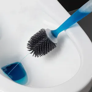 Toilet Brush Silicone Magic Cleaning Bowl Scrubber Brush Dispenser Soft Toilet Brush Toilet Bowl Cleaner