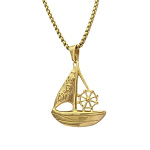 Collar con colgante de velero yunnique, joyería de acero inoxidable dorado para hombre, accesorio de moda para regalo - Product Image 5