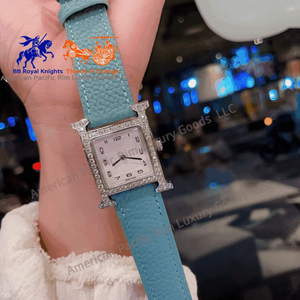 Montre analogique de luxe pour femme H Brand 2025, cadran carré en cristal, bracelet en cuir, mouvement chronographe, offre ODM - Product Image 2