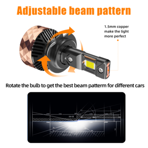 Ampoule de phare LED automobile AKE V80S de haute qualité CSP 4575 <span class=keywords><strong>200</strong></span> Watts 20000 Lumens H1 9005 H4 H11 9012 pour voitures - Product Image 6
