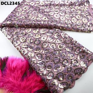 Tissu africain en dentelle guipure 2024 Dernières broderies nigérianes à sequins pour la couture de robes de <span class=keywords><strong>mariage</strong></span> pour femmes DCL2350 - Product Image 5
