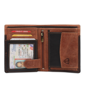 กระเป๋าสตางค์แบบพับสองช่องสำหรับผู้ชายแบบพับสองช่องเปิดปิดได้แข็งแรงเป็นพิเศษทำจากหนังแท้ - Product Image 6