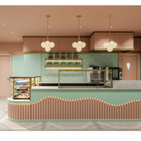 Comptoir moderne en bois pour restaurant, pâtisserie, glacier, gâteaux et café, présentoir alimentaire pour centre commercial