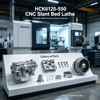 Tour-fraiseuse CNC à banc incliné horizontal robuste HCK6125-550 pour l'usinage d'arbres et de brides