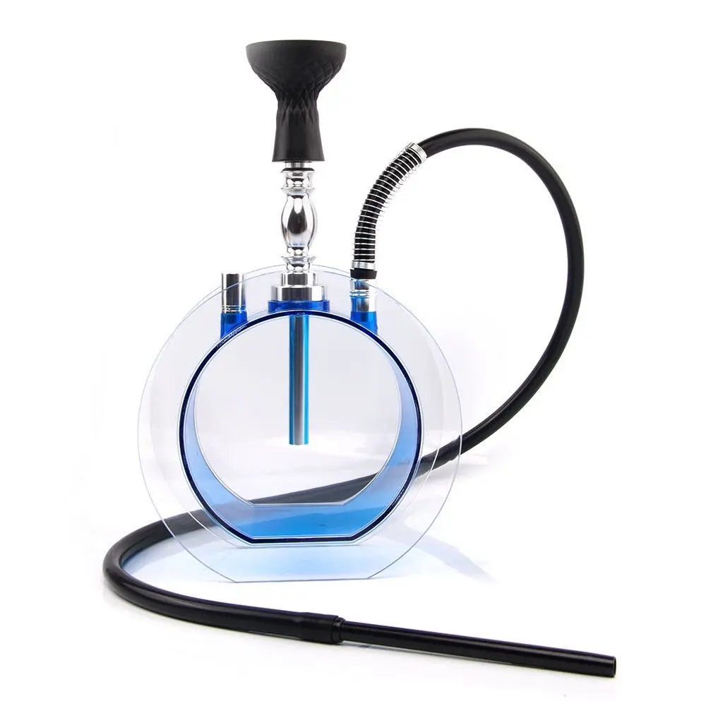 2021 Hookah In OEM Alat Chicha Akrilik Mangkuk Selang Penjepit Logam Akrilik Pot Bulat Arang Hookah LED Hookah Kit Set