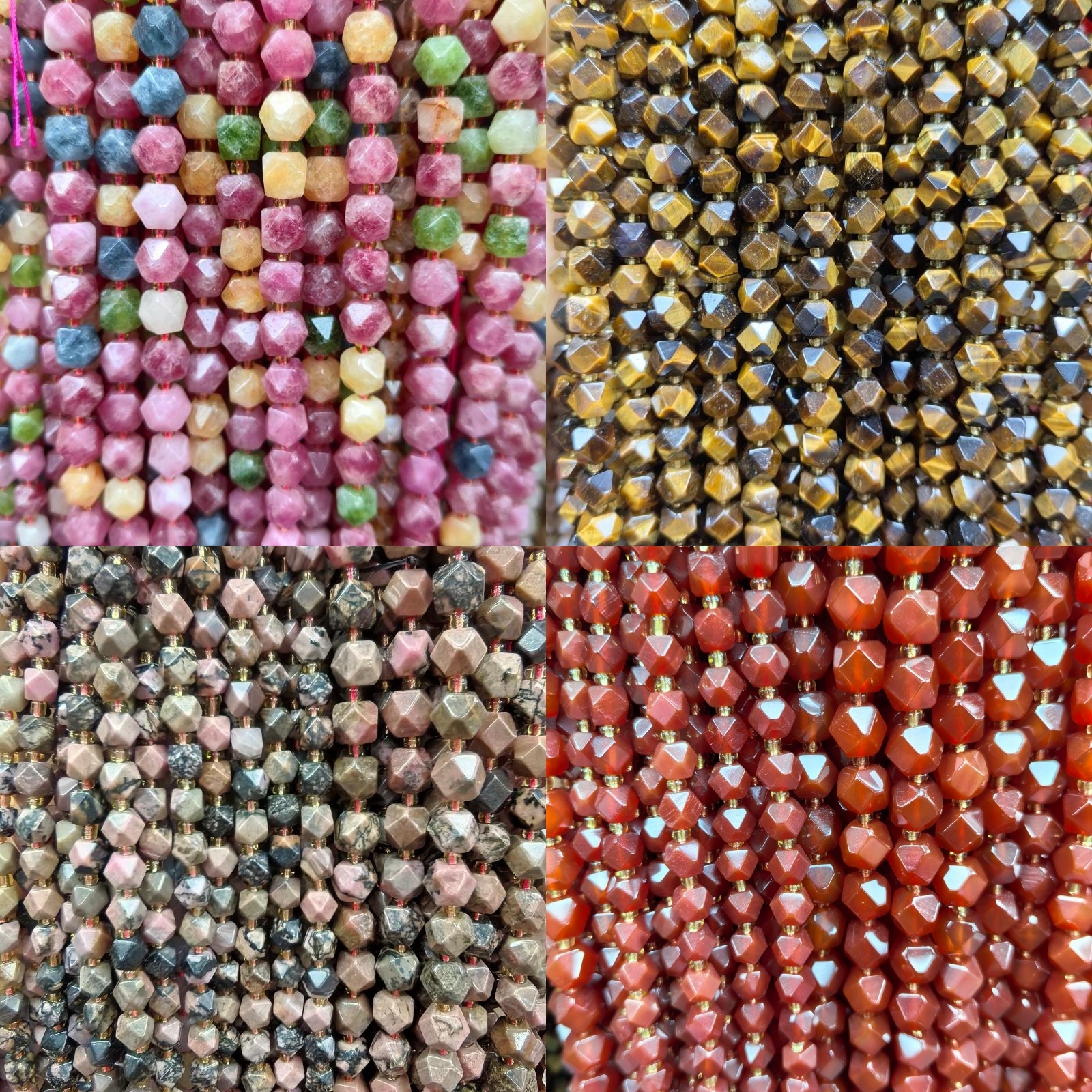 Wholesale 6mm 8mm Gemstone Natural Stone Beads Star Polygon Cut Crystal Quartz Morganite Loose Beads for DIY Jewelry Making