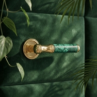 Poignée de porte fendue en alliage de zinc brossé or de qualité supérieure, avec décoration artistique en pierre, pour ensemble de serrures de porte en bois – Vente directe usine