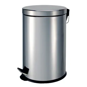 stainless steel round household waste bin dustbin