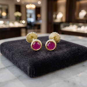 Magnifiques Boucles d'Oreilles Clous en Pierre Précieuse Rubis, Argent Sterling 925 Plaqué Rhodium, Bijoux de Mode pour Femme, Vente en Gros - Product Image 3